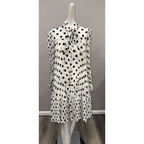 Zimmermann Polka Dot Pussybow Minidress in Cream Black Dot US 6 $895 - Picture 5 of 12